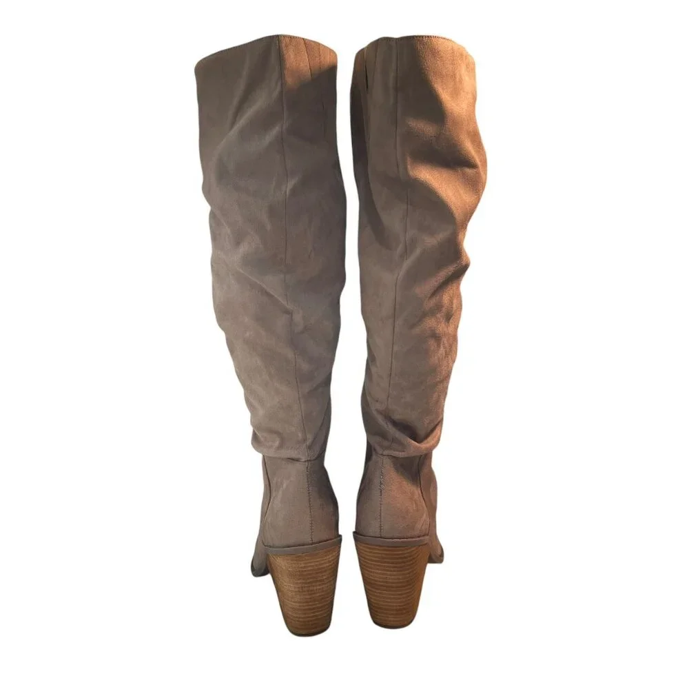 Charles David Slouchy Over-the-Knee Boots 9M Faux Suede Western Pointed Toe Chic